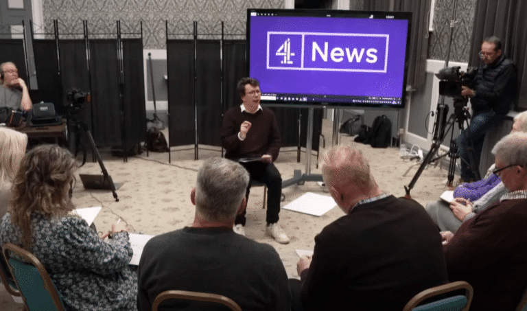news report channel 4 of focus group with political leaders and general population giving views on current affairs