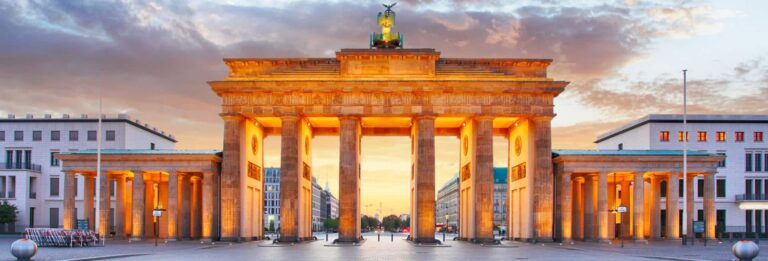 Berlin, Germany - Brandenburg gate lit up at dusk