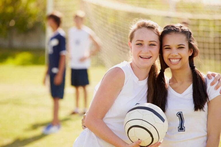 Members Of Female High School Soccer Team