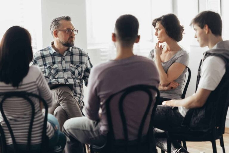 Informal focus group - a moderator talks to 4 respondents sitting in a circle