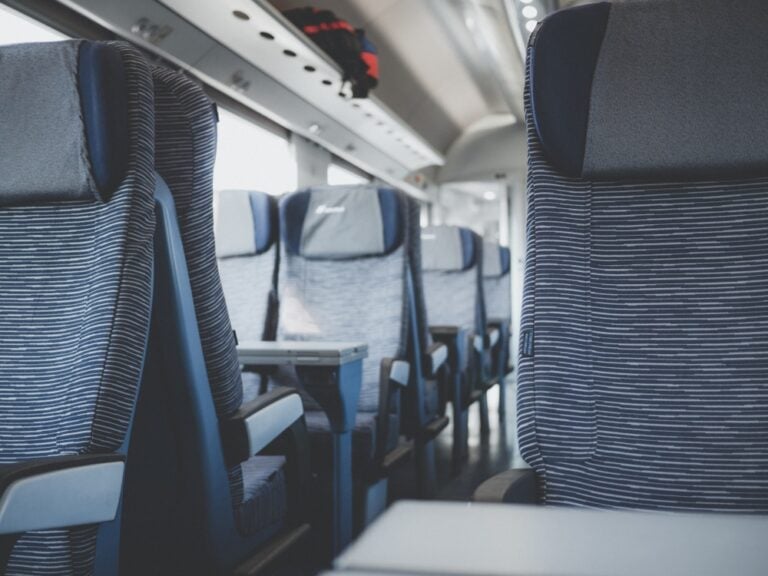 empty modern uk train interior seats