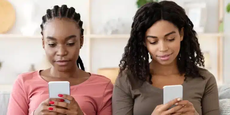 Two female respondents participating in an online bulletin board