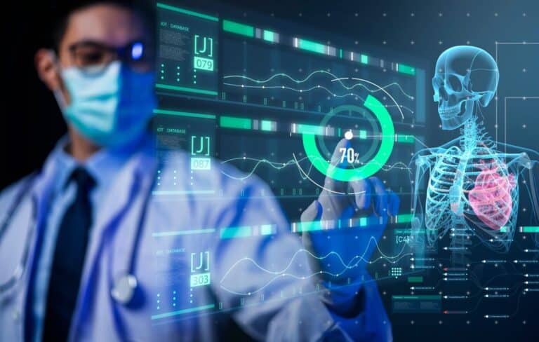 biomedical engineer using professional healthcare technology platform for device management in hospital