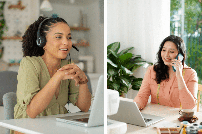 Split screen shot illustrating phone survey in B2B environment